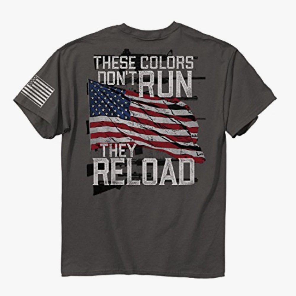 Buck Wear Men's Charcoal American Flag T-Shirt - Picture 2 of 3